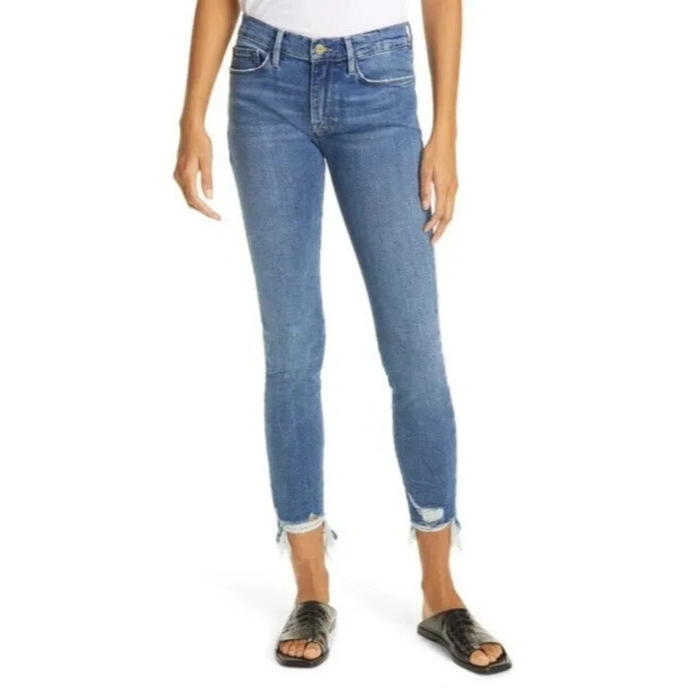 FRAME Le Skinny De Jeanne Colorblock Pocket Mid Rise‎ Ankle Skinny SZ 30 NWT